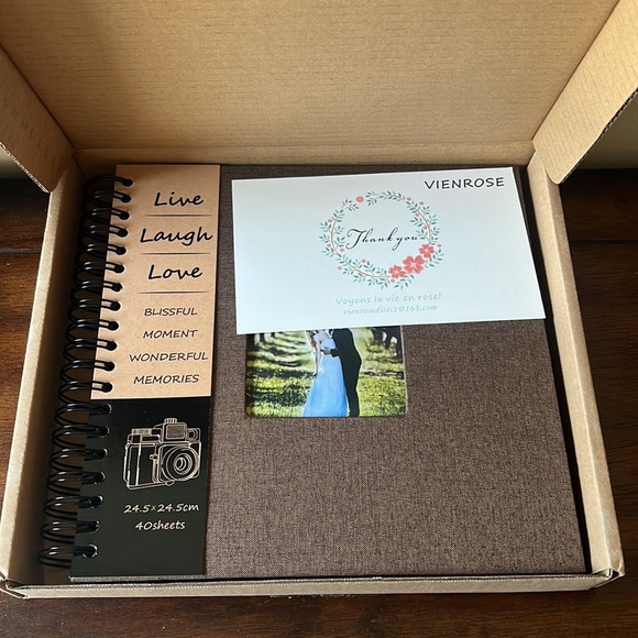 Scrapbook Brown Fabric Hardcover Cover Photo Pocket 40 Black Pages Vienrose - Picture 3 of 4